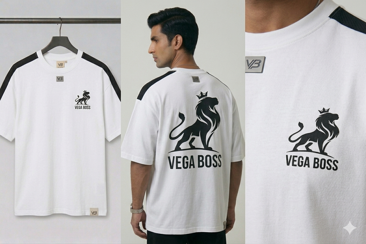 Vega Boss Men's Premium T-Shirt — Beige | Oversized Fit